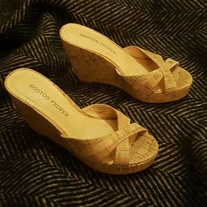 Boston Proper Cork Wedge Sandals - Like New